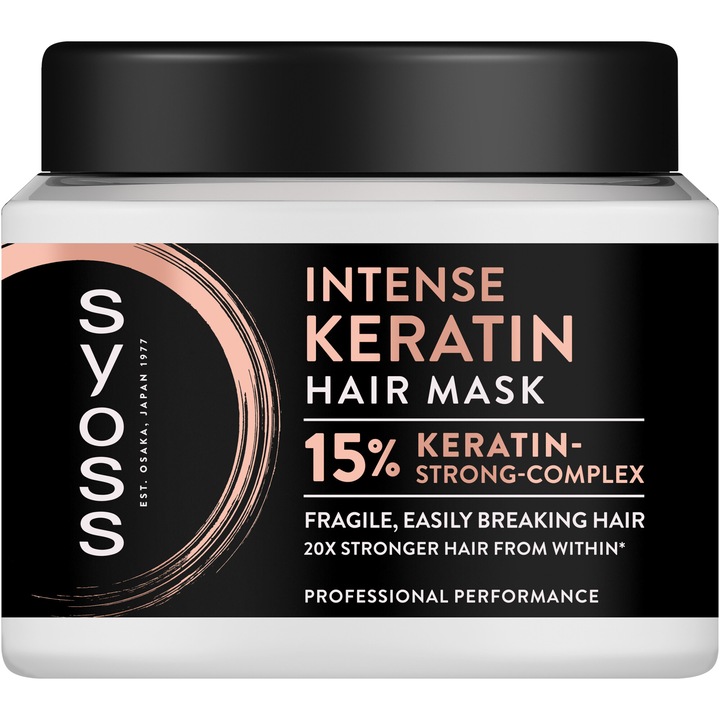 Masca de par Syoss Intense Keratin pentru par fin cu tendinta de rupere, 400 ml
