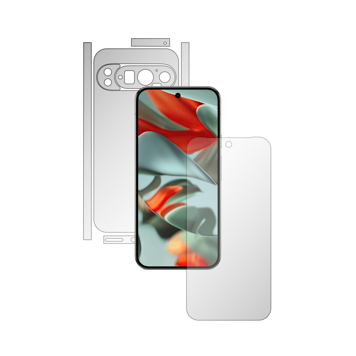 Folie Full Body iSkinz pentru Google Pixel 9 Pro - Invisible Skinz HD, Split Cut, Protectie Siliconica Ultra-Clear pentru Ecran si Carcasa Spate, Skin Adeziv Transparent
