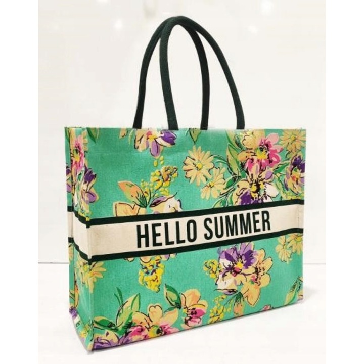 Strandtáska, TWJ, 40x33x15cm, pamut, környezetbarát, rekesszel apró tárgyaknak