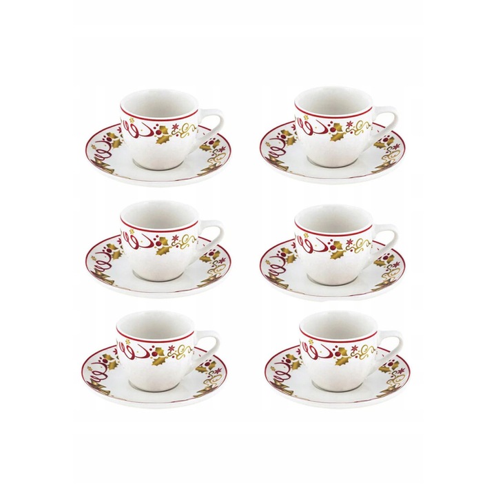 Set 6 cesti espresso Villa Altachiara, decoratie aurie, portelan, 80ml