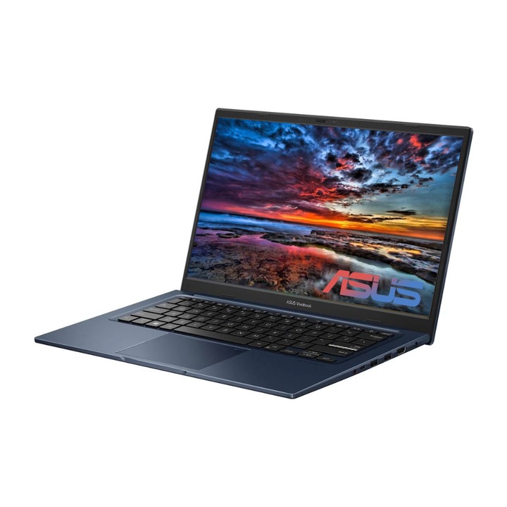Asus VivoBook X14 Laptop, Intel Core i5 1335U, 16GB DDR4 Memória, 512GB SSD, 14" FullHD, Magyar billentyűzet, Kék, Vírusírtó, Böngésző, Windows 11 Pro