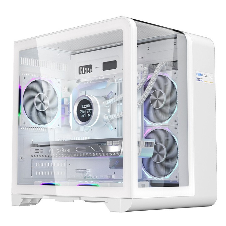 Sistem PC Gaming 1stPlayer® cu AMD Ryzen™ 7 7800X3D 5.0 GHz, 104Mb cache, 32 GB DDR5, SSD 1 TB M.2, video GeForce® RTX™ 5070 12 GB GDDR7 DLSS4, liquid cooling, WiFi, 1RT5W7, No OS
