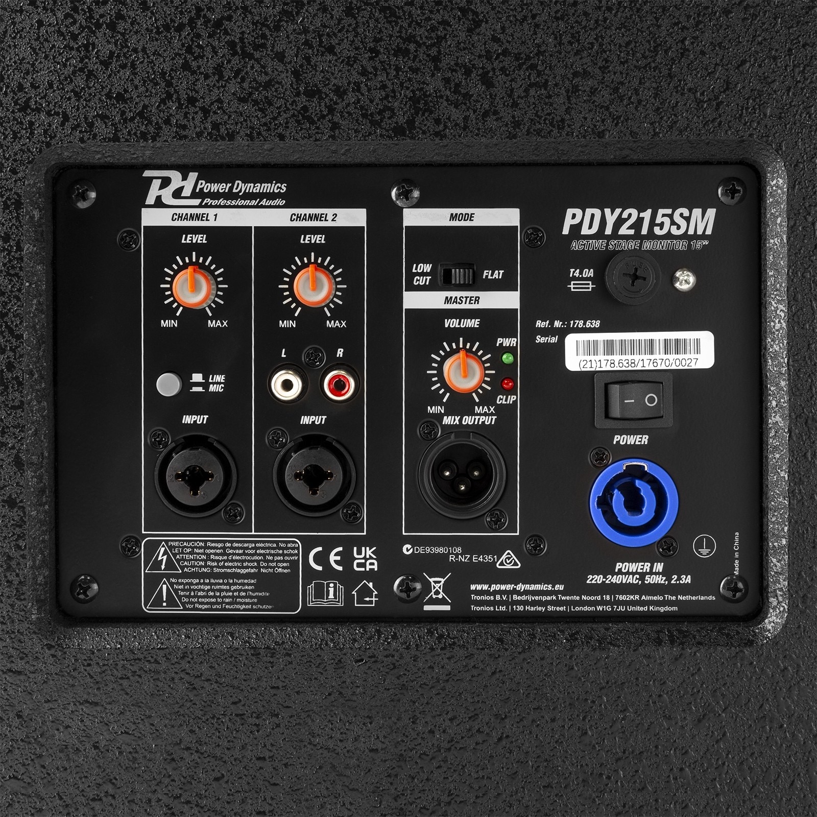 Monitor activ de scena, 15”, 400W RMS, negru, Power Dynamics PDY215SM
