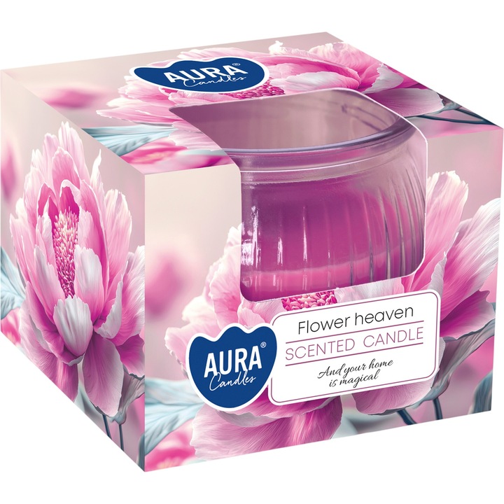 Ароматизирана стъклена свещ Aura 18H FLOWER PARADISE