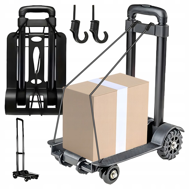 Количка за пазаруване Luka, сгъваема, с телескопична дръжка, капацитет 40 кг, размери 97x23x23 см, тегло 1,2 кг