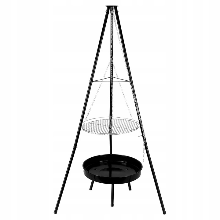 Трикрако барбекю Luka с хромирана скара височина 150 см диаметър на скарата 48 см пълен комплект