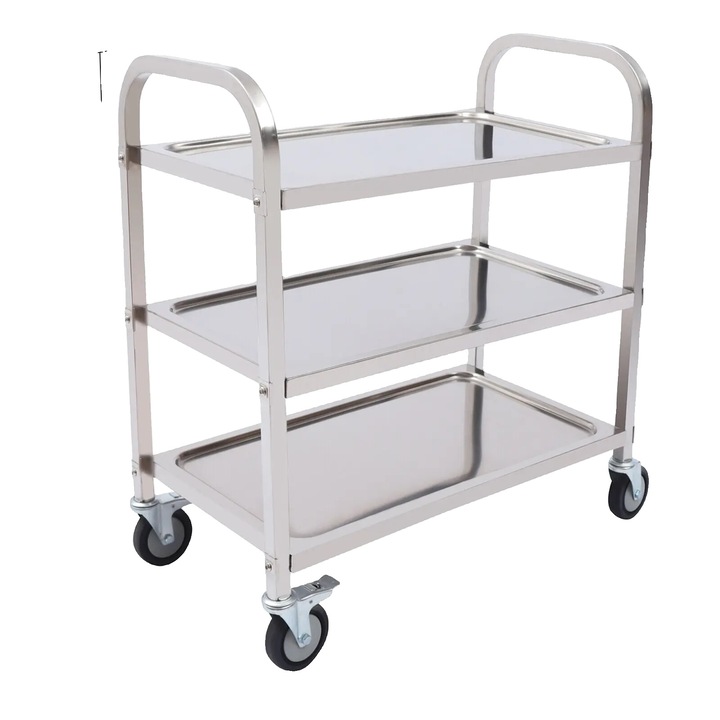 Tava de servire din otel inoxidabil, 3 straturi, capacitate mare de incarcare, 85cm, argintie