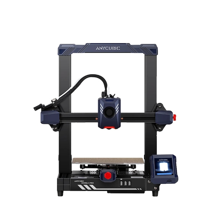 3D принтер Anycubic Kobra 2 Pro, максимална скорост 500 mm/s, максимален размер на печат 250x220x220 mm, 43-инчово сензорно управление