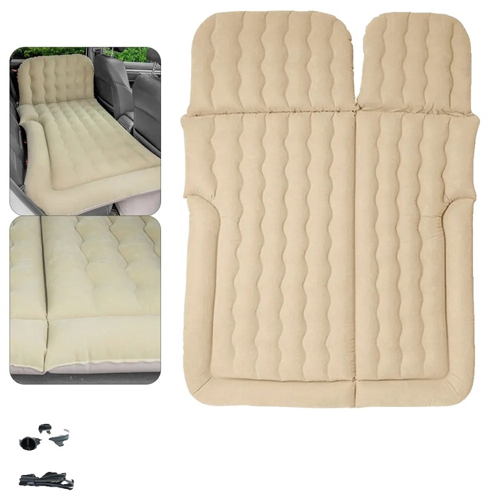 Надуваем матрак за кола, голям размер 175x130см, максимален капацитет 650lbs, комплект с 2 възглавници, включена помпа