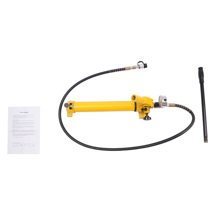 Pompa hidraulica manuala, Pompa manuala, 700 bar, Cu manometru, Racord ZG3/8, Furtun 1, 9 m, Rezervor ulei 700 cc, Debit dublu 13/2, 3 cc