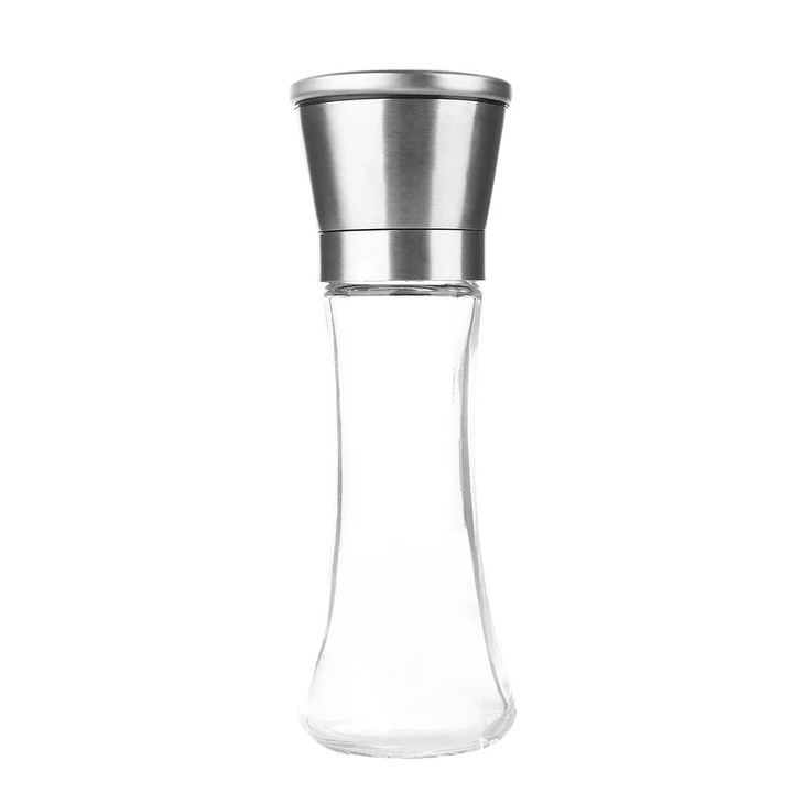 Rasnita condimente Zeaicos, set 2 buc, inox, capacitate 6oz, design ergonomic, transparent