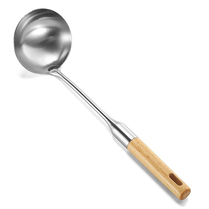 Lingura supa YANYXR, inox maner lemn, 25cm