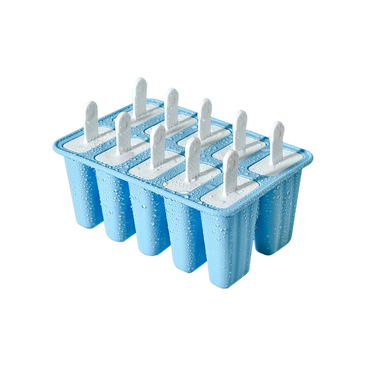 10 db szilikon jégkrémforma készlet, újrafelhasználható, kék, 20ml