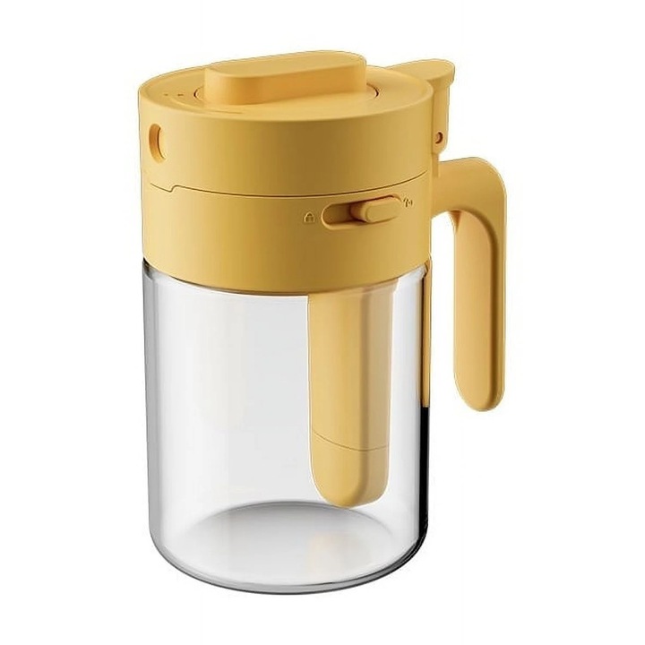 Recipient condimente YANYXR 2 in 1, sticla termorezistenta, lingurita, transparent, 250ml