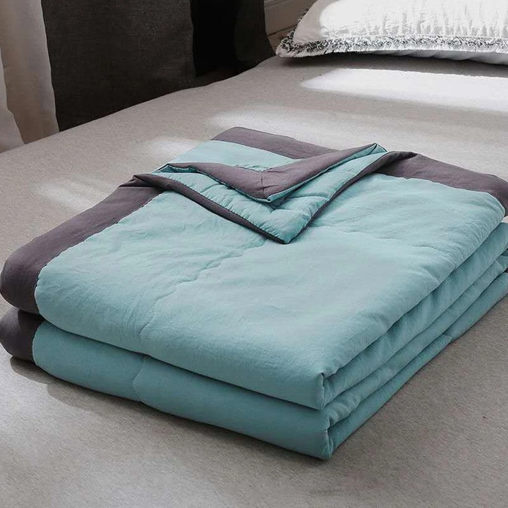 Cuvertura de vara racoroasa, bumbac-spandex, albastru deschis, 140x200cm