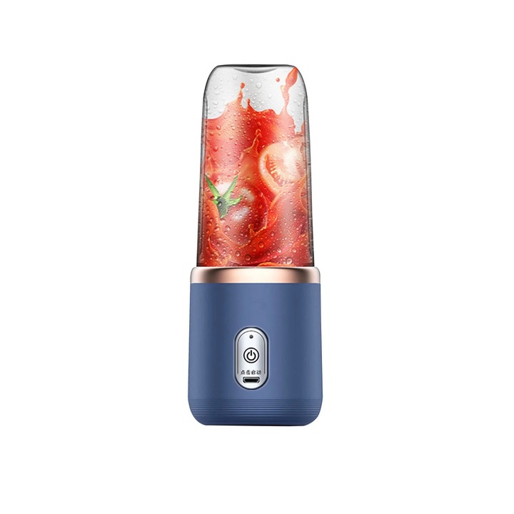 Hordozható USB turmixgép, 6 pengés, 400ml, többszínű, 20x9x9cm