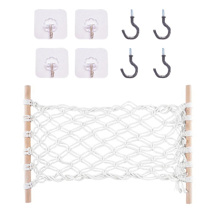 Cos suspendat pentru fructe YANYXR, bumbac impletit, alb, 30x50cm