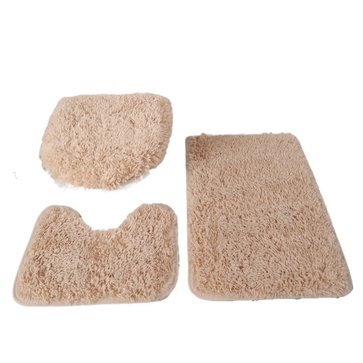 Set covorase baie 3 piese chenille antiderapant, plus absorbant, multicolor, 50x80cm 50x40cm 50x37cm