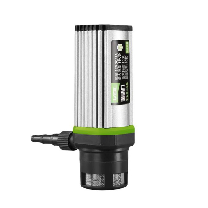 Mini merülő szivattyú 60W 12V, átlátszó, 4x4x12cm, magas emelésű