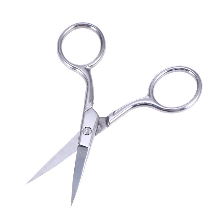 Foarfece tuns fata, otel inoxidabil, curbat, albastru, 9.5x4.5x0.3cm