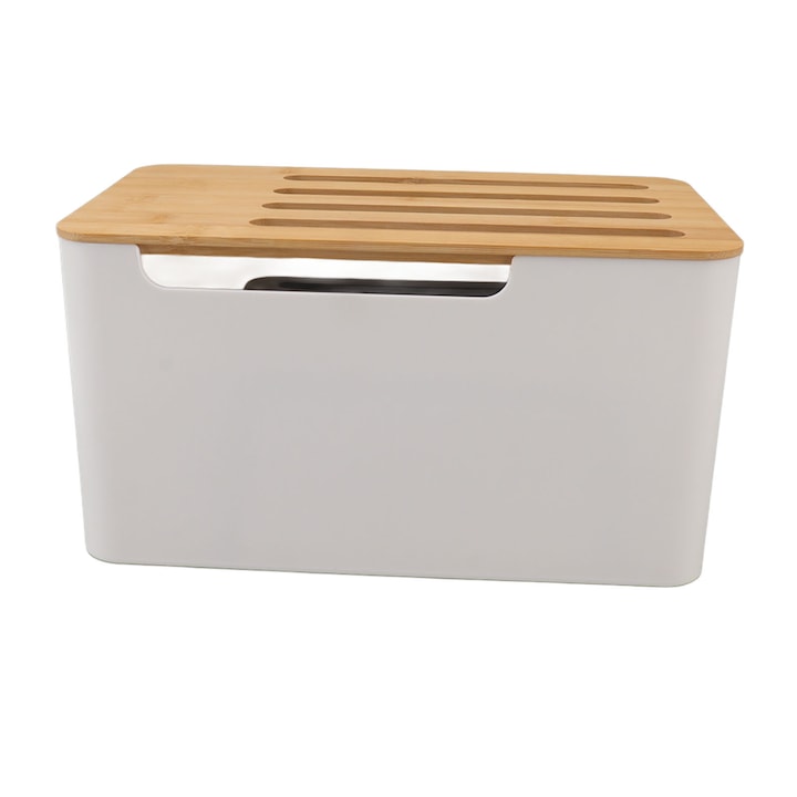 Елегантна кутия за управление на кабели, Enforose, бамбуков капак, модерен дизайн, 30x15x10см