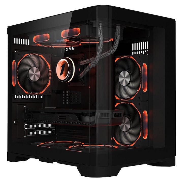 Sistem PC Gaming 1stPlayer® cu AMD Ryzen™ 7 7800X3D 5.0 GHz, 104Mb cache, 32 GB DDR5, SSD 1 TB M.2, video GeForce® RTX™ 5070 12 GB GDDR7 DLSS4, liquid cooling, WiFi, 1RUV5B7W, Windows 11 Pro