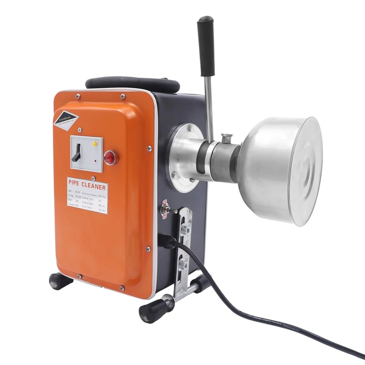 Elektromos csőtisztító gép GQ-180, Kígyó csatornatisztításhoz 750W 230–240V, 20 m tisztítókábel, 400 ford./perc, Beltéri csövekhez, EU csatlakozó, Narancssárga