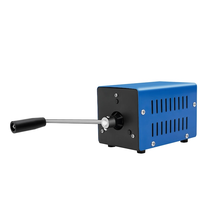 Generator electric portabil cu manivela, 20W, 28V, albastru, 12.7x8.6x8.8cm