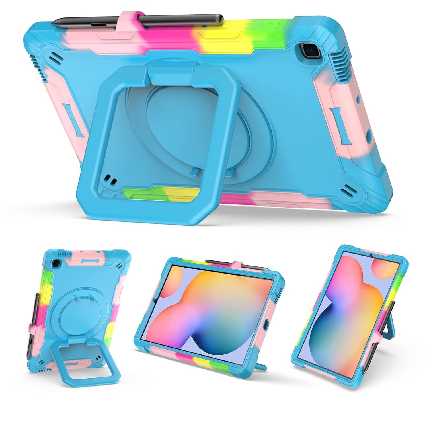 Husa pentru iPad Mini 6 8.3", 3 straturi, suport rotativ, curea reglabila, colorata