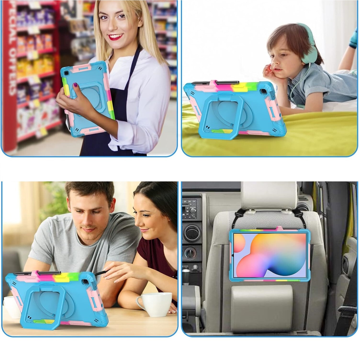 Husa pentru iPad Mini 6 8.3", 3 straturi, suport rotativ, curea reglabila, colorata