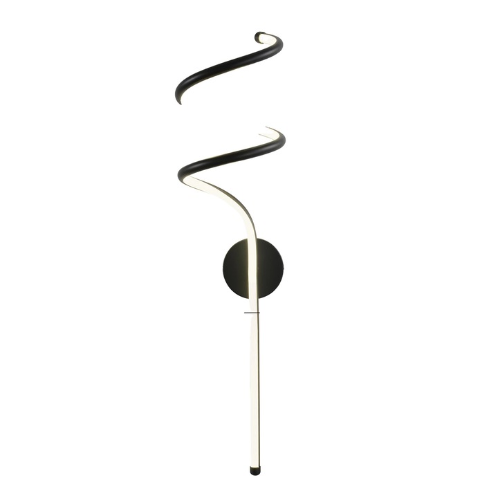 LED fali lámpa, spirális kialakítás, fekete, 28W, 18x70cm