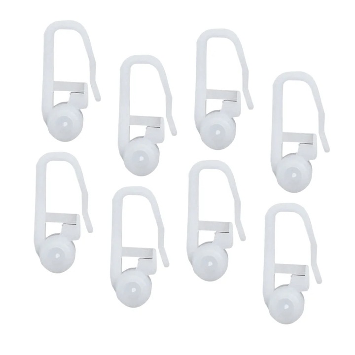 Set 50 accesorii agatare perdele, plastic, alb, 2.7x1.8x0.8cm