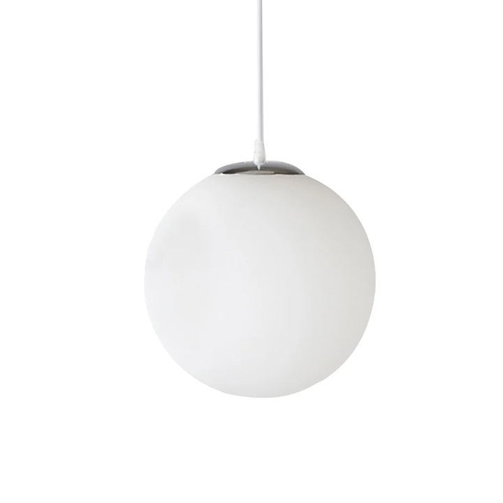 Lustra suspendata glob sticla alb mat 15x100cm LED E27