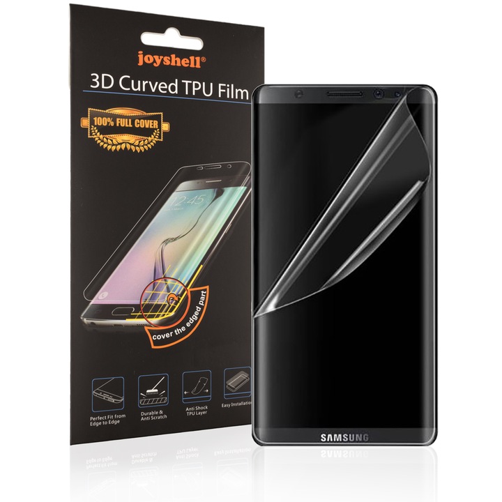 Folie protectie ecran Joyshell compatibila cu Samsung Galaxy A6 Plus, TPU, Perfect Fit, Full Cover, transparenta