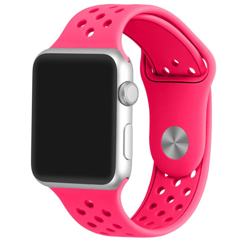 Curea iUni pentru Apple Watch 38 mm, Silicon Sport Pink