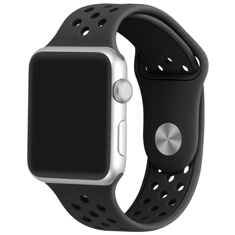 Curea iUni pentru Apple Watch 42 mm, Silicon Sport Black