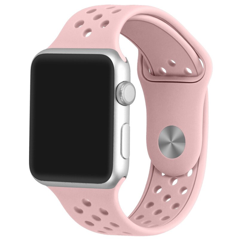 Curea iUni pentru Apple Watch 42 mm, Silicon Sport Soft Pink