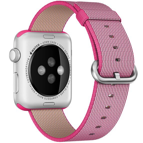 Curea iUni pentru Apple Watch 42 mm, Woven Strap, Nylon, Electric Pink