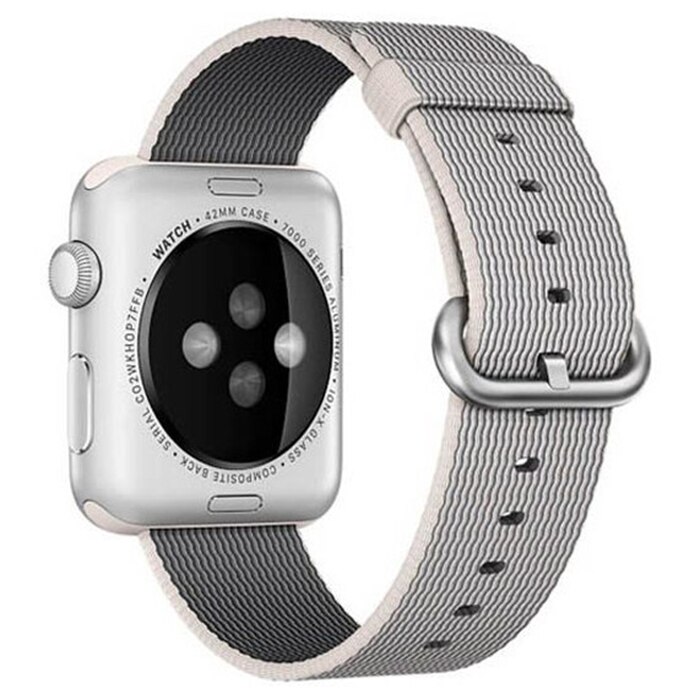 Curea iUni pentru Apple Watch 42 mm, Woven Strap, Nylon, White/Gray