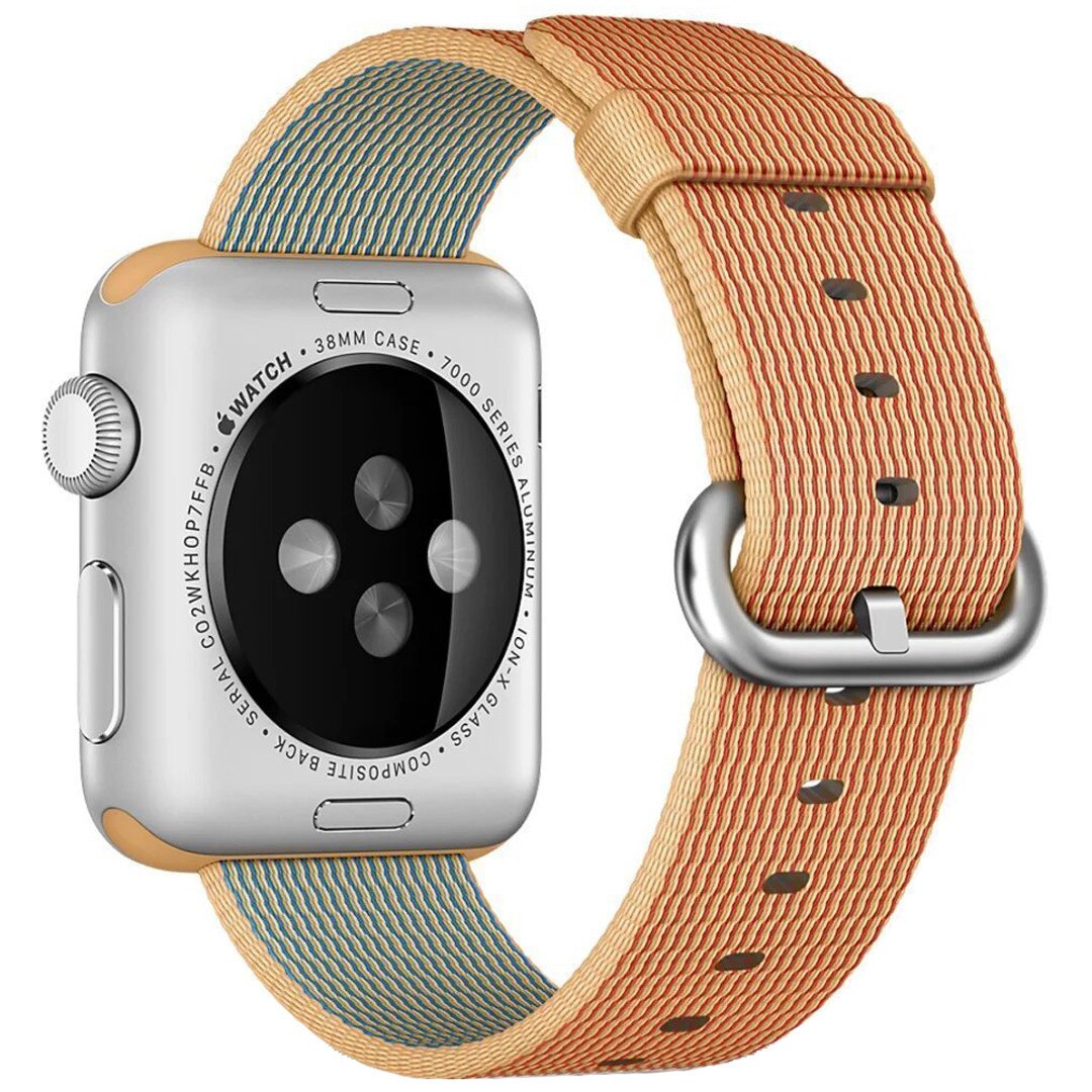 Curea iUni pentru Apple Watch 38 mm, Woven Strap, Nylon, Gold/Red