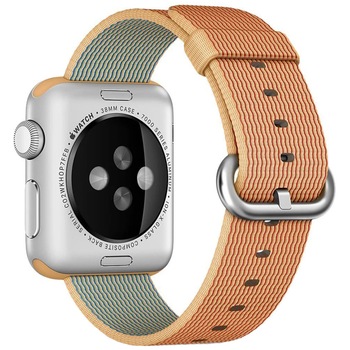 Curea iUni pentru Apple Watch 38 mm, Woven Strap, Nylon, Gold/Red Curea iUni pentru Apple Watch 38 mm, Woven Strap, Nylon, Gold/Red