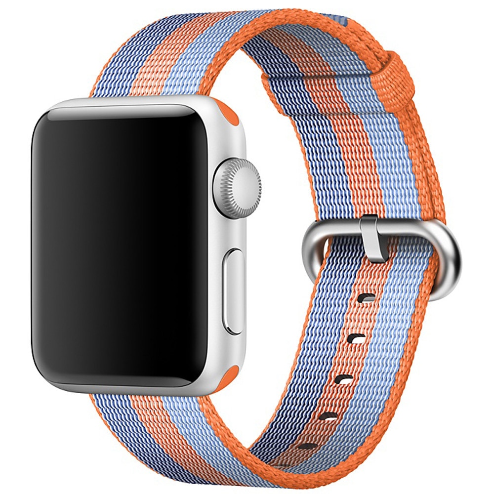 Curea iUni pentru Apple Watch 42 mm, Woven Strap, Nylon, Orange/Blue