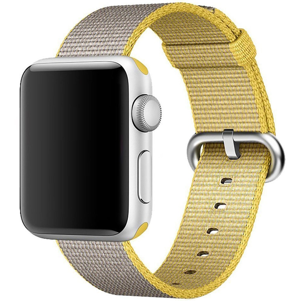 Curea iUni pentru Apple Watch 42 mm, Woven Strap, Nylon, Yellow/Gray