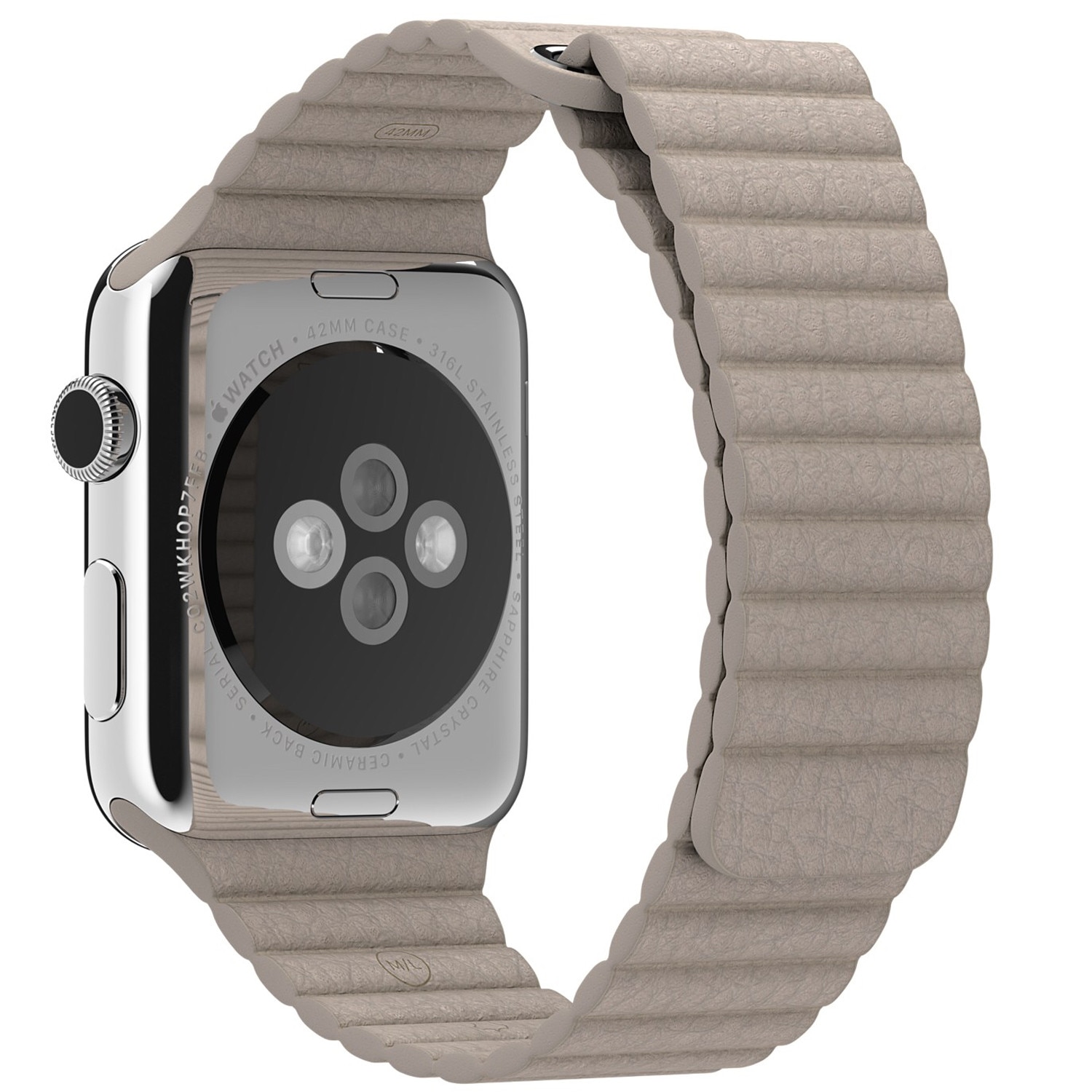 Curea iUni pentru Apple Watch 42 mm, Kaki Leather Loop