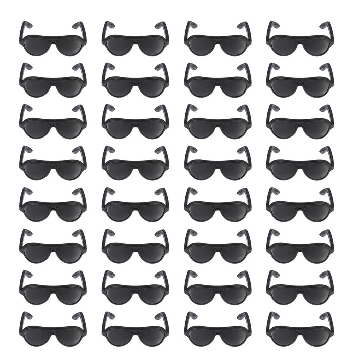 Set 80 ochelari de soare mini pentru papusi, plastic, negru