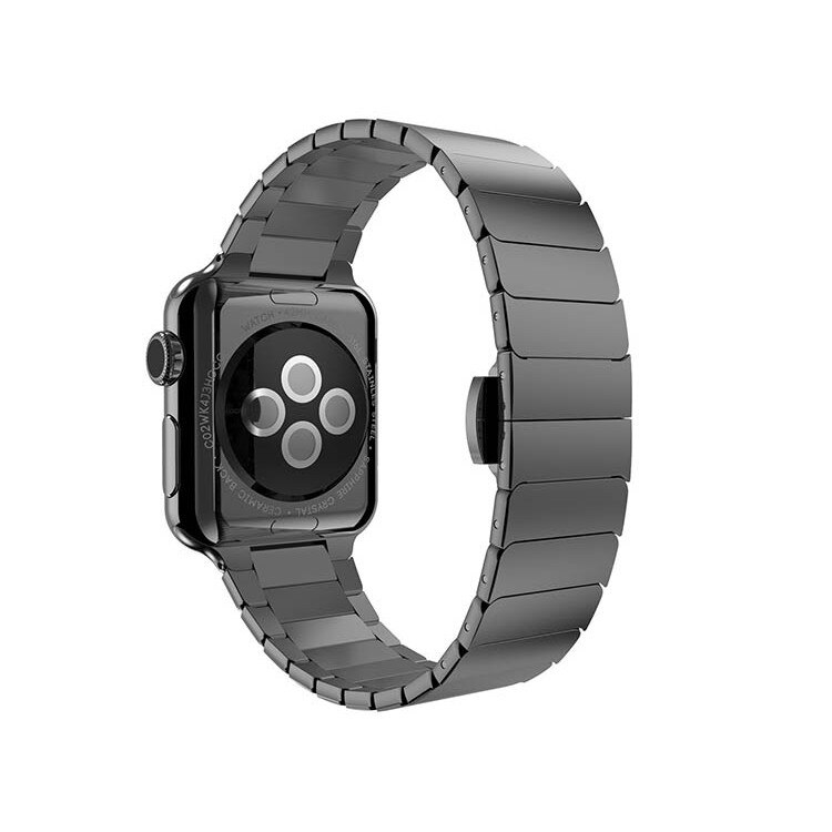 Curea compatibila cu Apple Watch 1/2/3/4, Zale metalice, Stainless Steel, 42mm, Negru