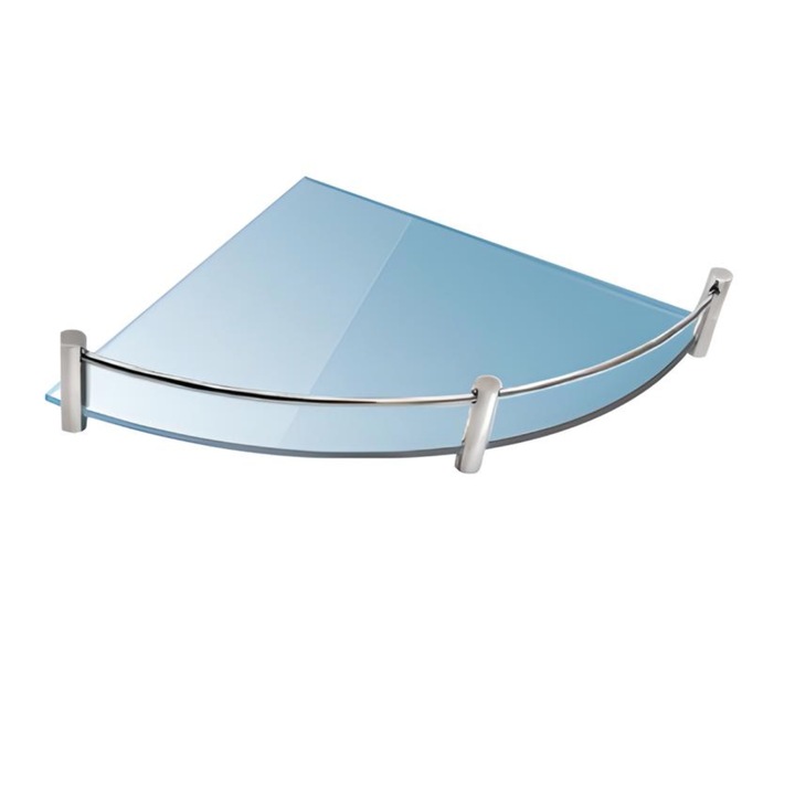 Raft sticla, Kapitan, Fara elemente de fixare, Coltar, Cu Placa, 20x20 cm, Transparent