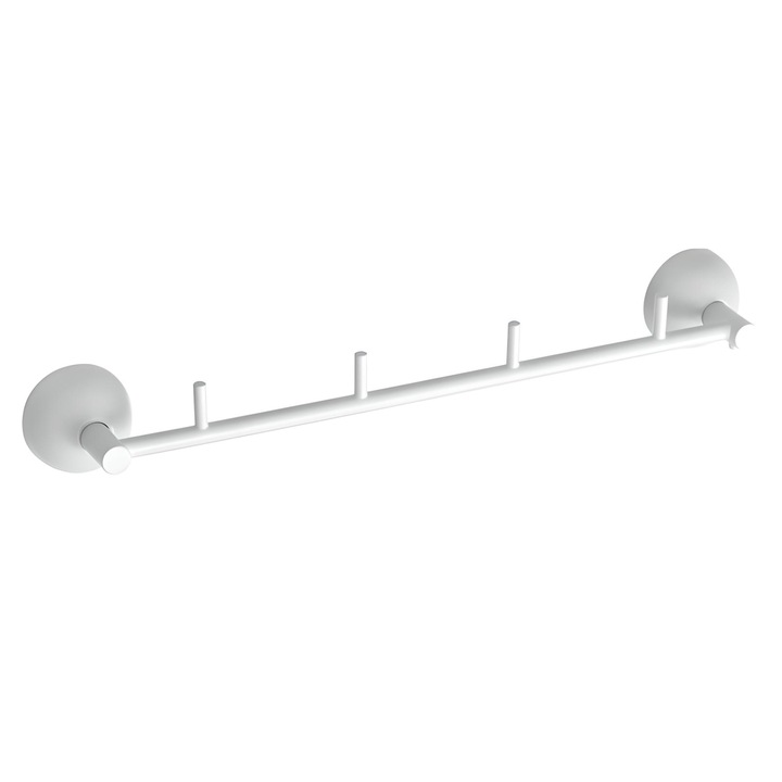 Suport pentru prosoape Kapitan Classico, Patru carlige, Alb Mat