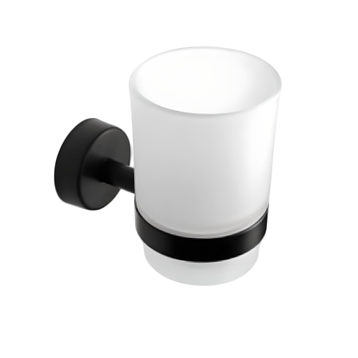 Fogkefe tartó Kapitan Moderno, Üveg és rozsdamentes acél, fekete matt