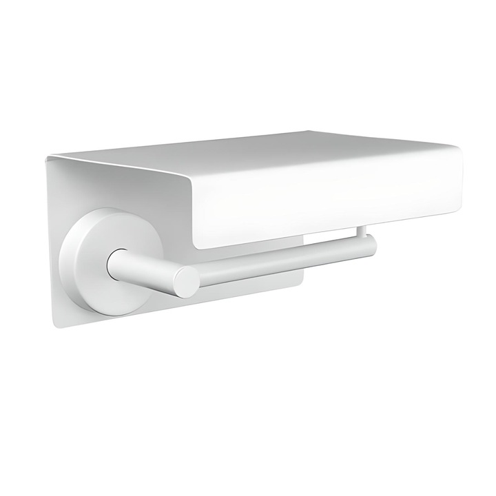 Държач за тоалетна хартия Kapitan Uno, С масичка, Бял Мат